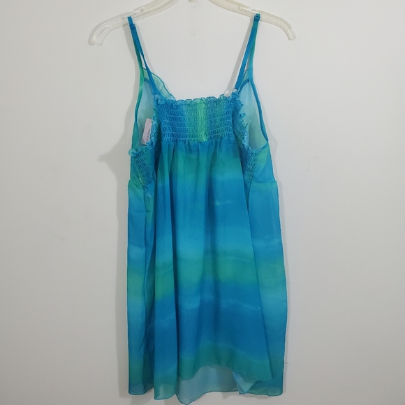 NWT Cacique Babydoll Lingerie Chemise Blue Green Tie Dye Sheer Size 18 20 - Picture 5 of 10
